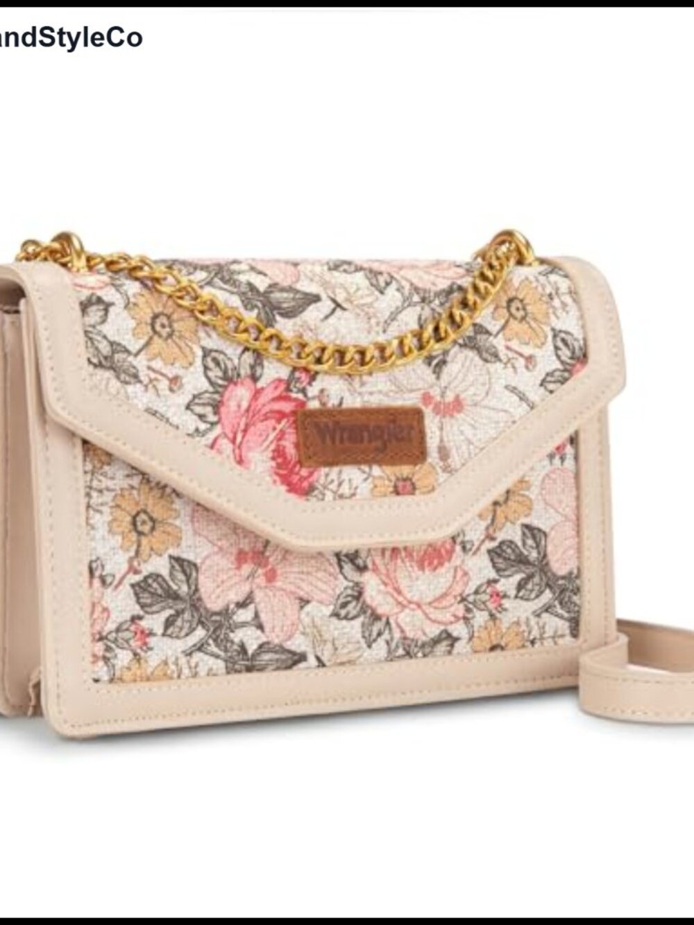 Wrangler Flap Crossbody Purse Floral Tooled Chain Strap Shoulder Bag
